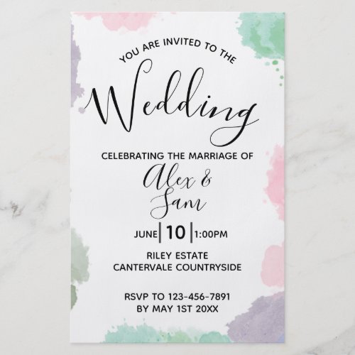 Budget Boho Pastel Watercolor Wedding Invitation Flyer