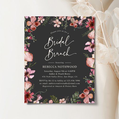 Budget Boho Peach Gray Bridal Brunch Invitation