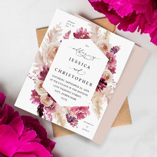 Budget Boho Pink Pampas Grass Floral Wedding Beige