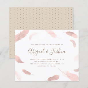 Budget Boho Pink Watercolor Feathers Wedding