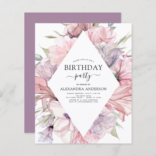 Budget Boho Purple Any Age Birthday Floral