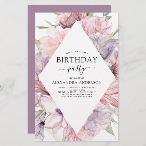 Budget Boho Purple Any Age Birthday Floral