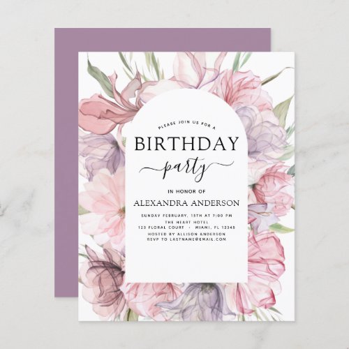 Budget Boho Purple Any Age Birthday Floral