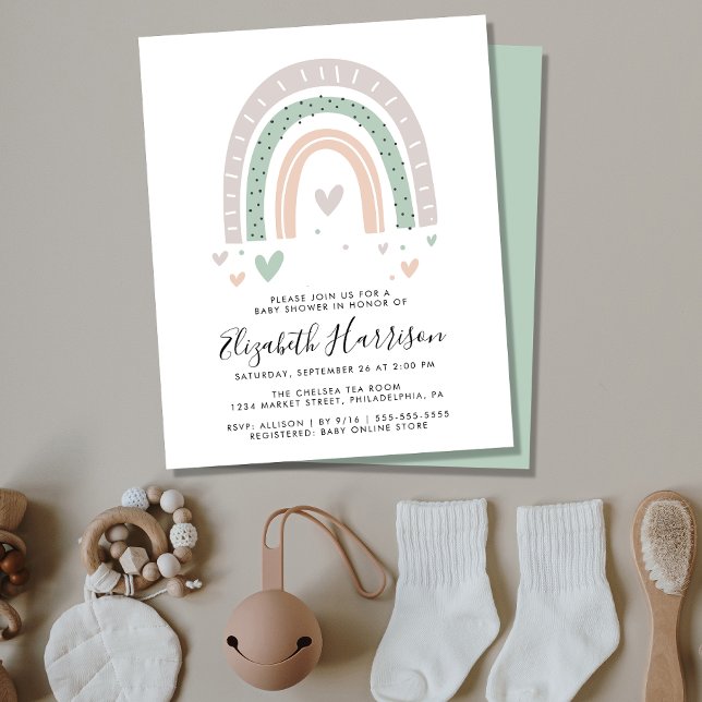 Budget Boho Rainbow Baby Shower Invitation (Creator Uploaded)