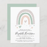 Budget Boho Rainbow Baby Shower Invitation