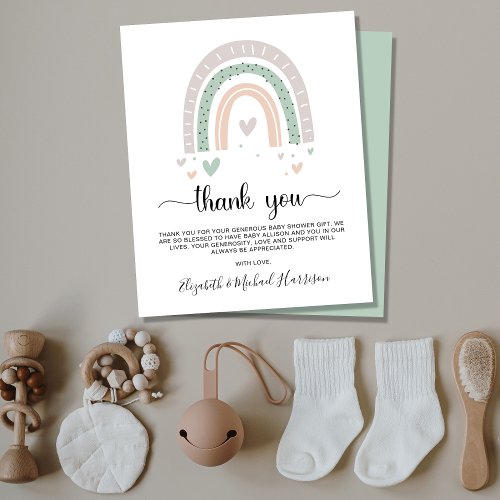 Budget Boho Rainbow Sage Baby Shower Thank You