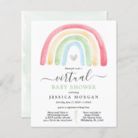 Budget Boho Rainbow Virtual Baby Shower Invitation