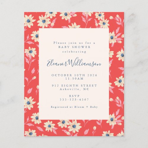 Budget Boho Red Blue Floral Baby Shower