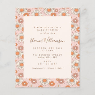 Budget Boho Retro Pink Floral Baby Shower