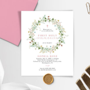 Budget Boho Rustic First Holy Communion Invitation