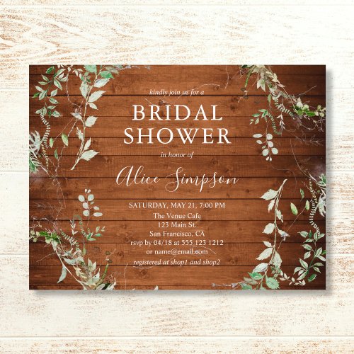 Budget Boho Rustic Greenery Bridal Shower Invitation Postcard
