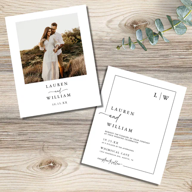 Budget Boho Script Photo Wedding Invitation | Zazzle