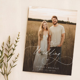 Budget Boho Script Rustic Photo Wedding Invites