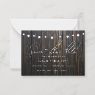 BUDGET Boho String Light Wedding Save The Date Note Card