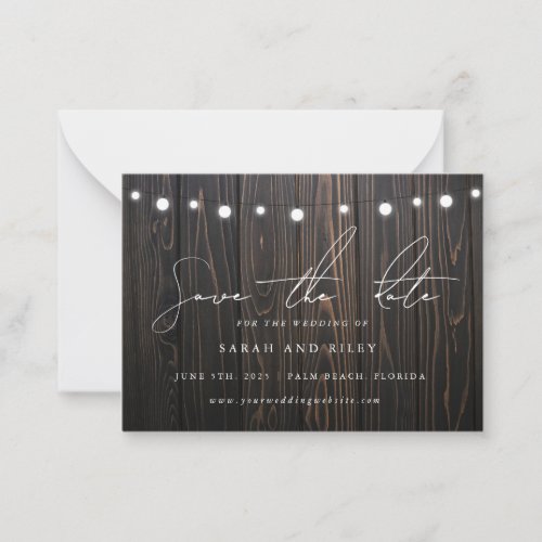 BUDGET Boho String Light Wedding Save The Date  Note Card