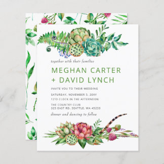 Budget Boho Succulent Cactus Wedding Invitation