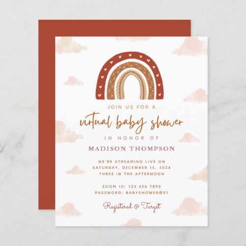 Budget Boho Terracotta Rainbow Virtual Baby Shower