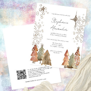 Budget Boho Trees Stars QR Code Christmas Wedding