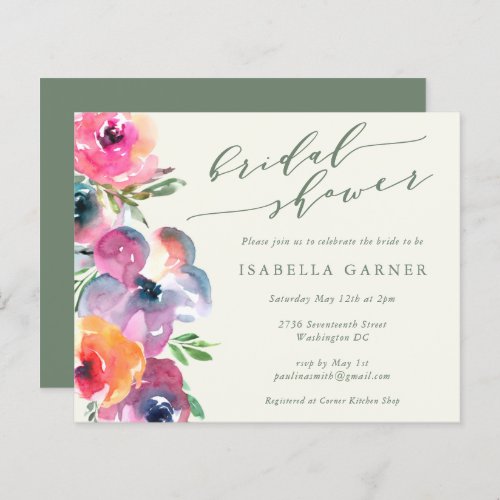 Budget Boho Watercolor Flower Bridal Shower Invite