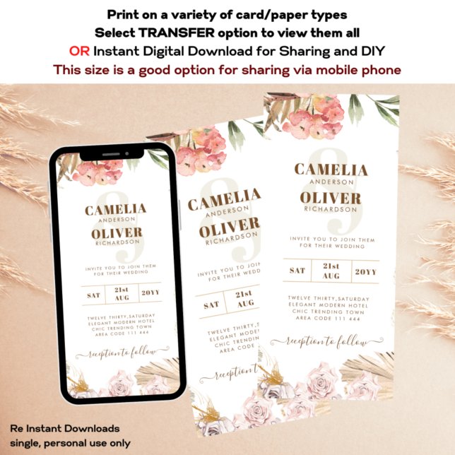 BUDGET BOHO Wedding Invite Digital Download (Creator Uploaded)