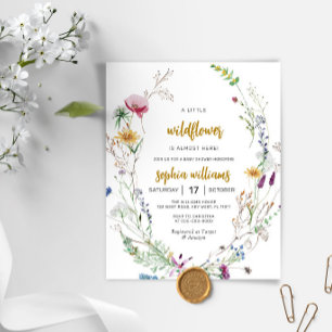 Budget Boho Wildflower Baby Shower Invitation