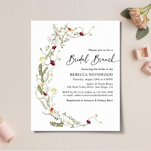 Budget Boho Wildflower Bridal Brunch Invitation