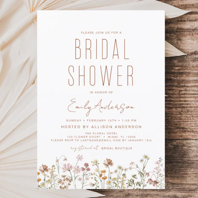 Budget Boho Wildflower Bridal Shower Elegant Zazzle