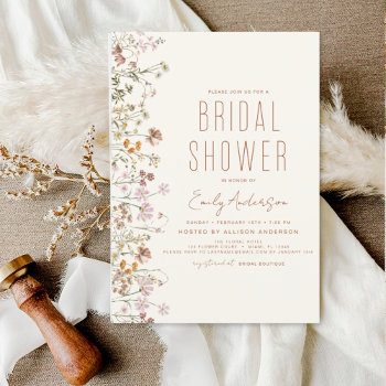 Budget Boho Wildflower Bridal Shower Invitation by Hot_Foil_Creations at Zazzle
