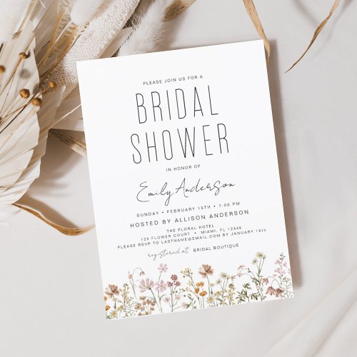 Budget Boho Wildflower Bridal Shower Invitation