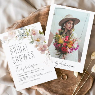 Budget Boho Wildflower Bridal Shower Invitation