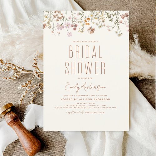 Budget Boho Wildflower Bridal Shower Invitation