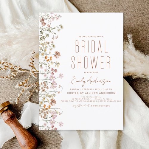 Budget Boho Wildflower Bridal Shower Invitation