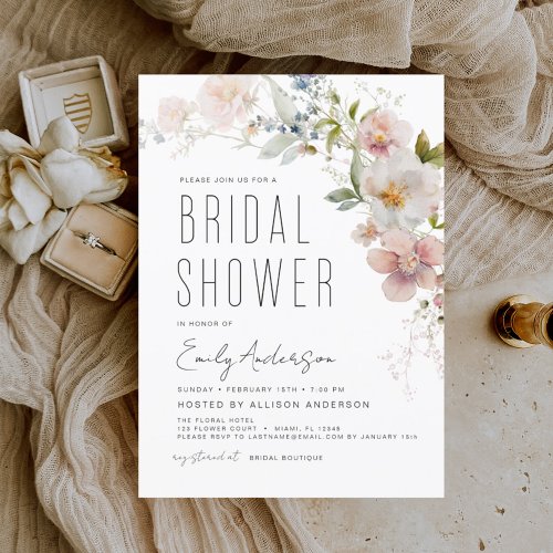 Budget Boho Wildflower Bridal Shower Invitation