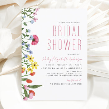 Budget Boho Wildflower Bridal Shower Invitation Flyer by Hot_Foil_Creations at Zazzle