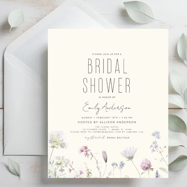 Budget Boho Wildflower Bridal Shower Invitation Flyer (Creator Uploaded)