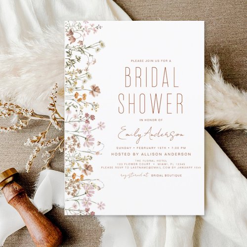 Budget Boho Wildflower Bridal Shower Invitation Flyer