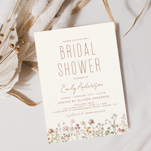 Budget Boho Wildflower Bridal Shower Invitation Flyer