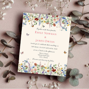 Budget Boho Wildflower Floral Wedding Invitation