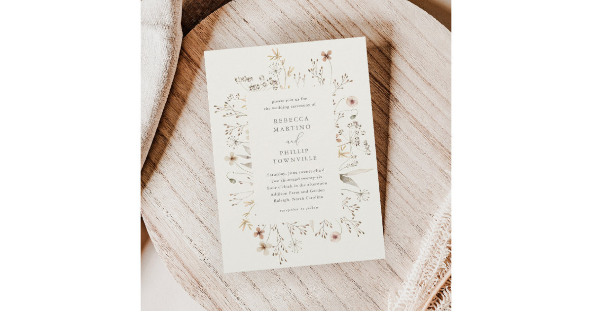 Budget Boho Wildflower Wedding Invitation Zazzle