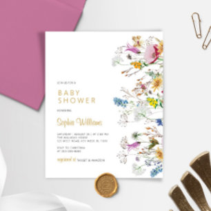 Budget Boho Wildflowers Baby Shower Invitation