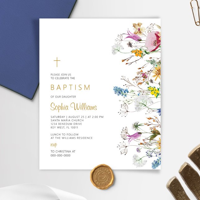 Budget Boho Wildflowers Baptism Invitation (Creator Uploaded)