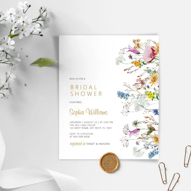 Budget Boho Wildflowers Bridal Shower Invitation Zazzle