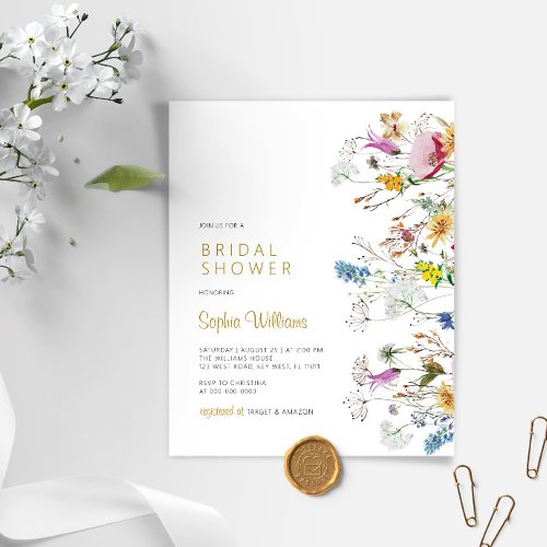 Budget Boho Wildflowers Bridal Shower Invitation