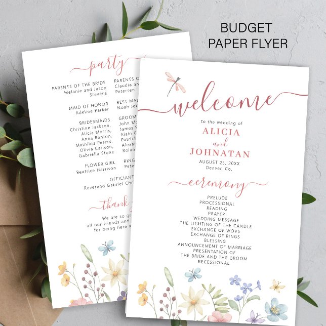 Budget boho wildflowers wedding program flyer (Creator Uploaded)
