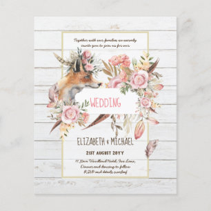 BUDGET Boho Woodland FOX Floral Wedding Modern Flyer