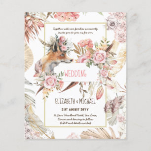 BUDGET Boho Woodland FOX Floral Wedding Modern Flyer