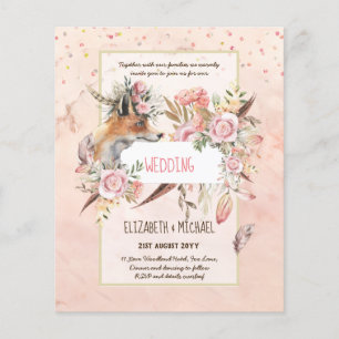 BUDGET Boho Woodland FOX Floral Wedding Modern Flyer
