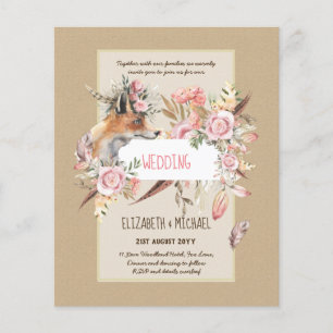 BUDGET Boho Woodland FOX Floral Wedding Modern Flyer