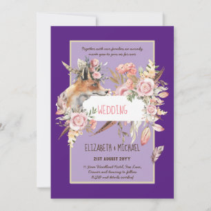 BUDGET Boho Woodland FOX Floral Wedding Modern Invitation