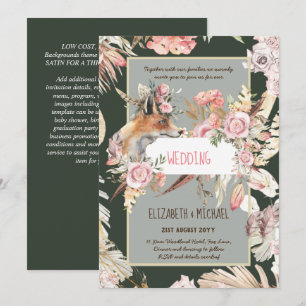 BUDGET Boho Woodland FOX Floral Wedding Modern Invitation